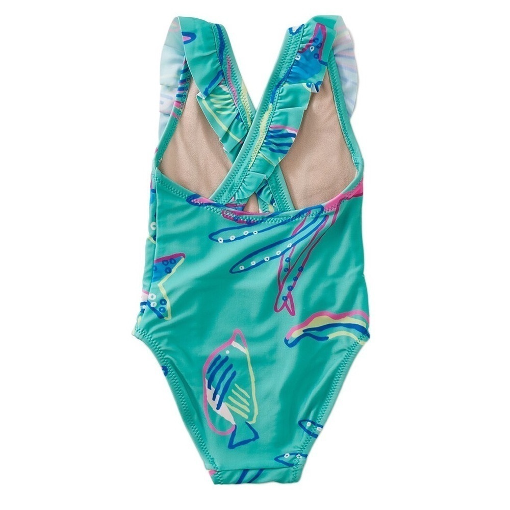 NEW Tea Collection Teal One-Piece Ruffle Swimsuit - Picture 2 of 4